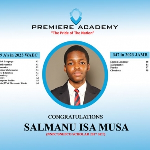 Celebrating Excellence: Isa Musa Salmanu of Premiere Academy scores 9As in WAEC and 347 in JAMB, 2023